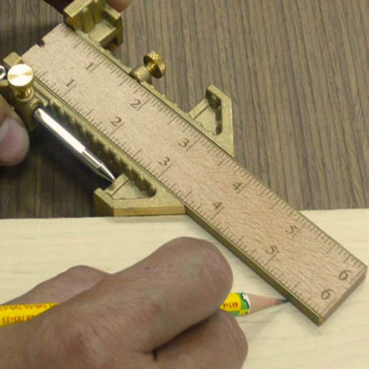 Regicocraft Brass Odd Job Tool with 6 inch wooden ruler #00559