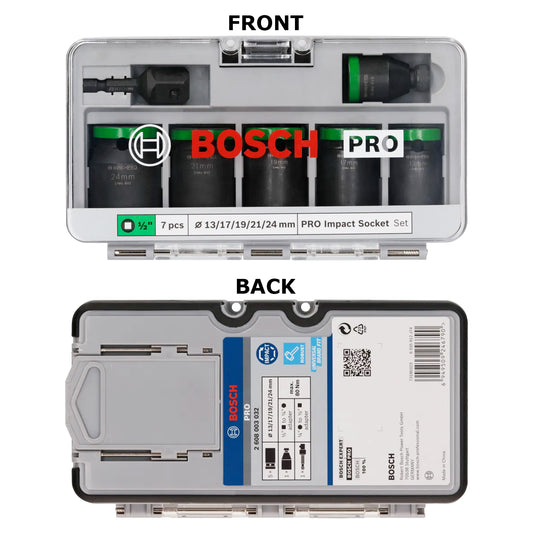 Bosch Pro 1/2 Drive Impact Socket Set 13m - 24mm Bosch Accessories 2608003032