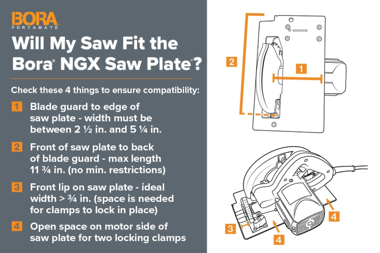 Bora NGX Deluxe Set Clamp Edge Combo Kit Guide Rail and Extension Rail and Non Chip Saw Plate with accessories 544500