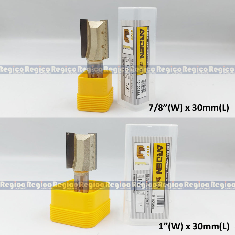 ARDEN 2 Flute 1/2 Shank Imperial Straight Router Bit #0102