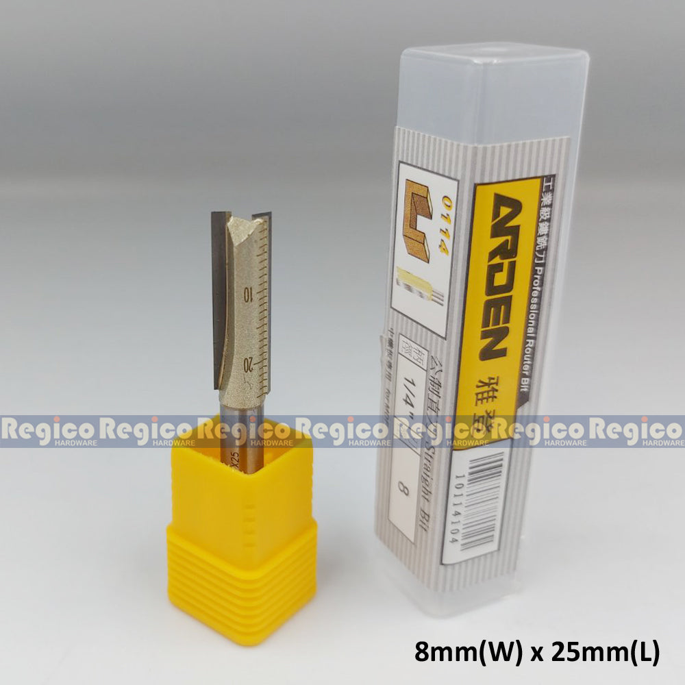 ARDEN 2 Flute 1/4 Shank Metric Straight Router Bit #0114