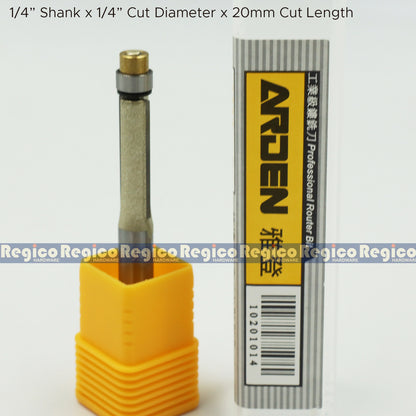 Arden 1/4 Shank Flush Trim Router Bit with Ball Bearing for Woodworking #0201