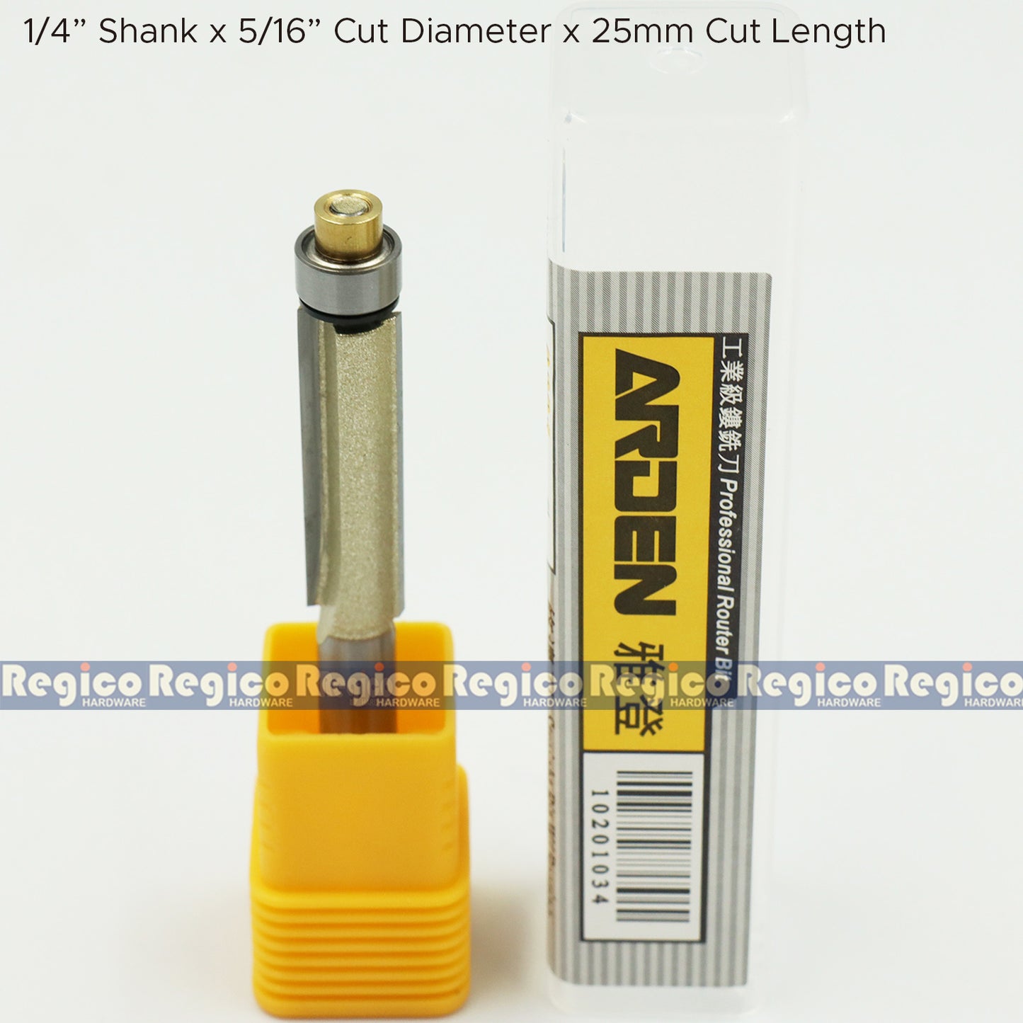 Arden 1/4 Shank Flush Trim Router Bit with Ball Bearing for Woodworking #0201