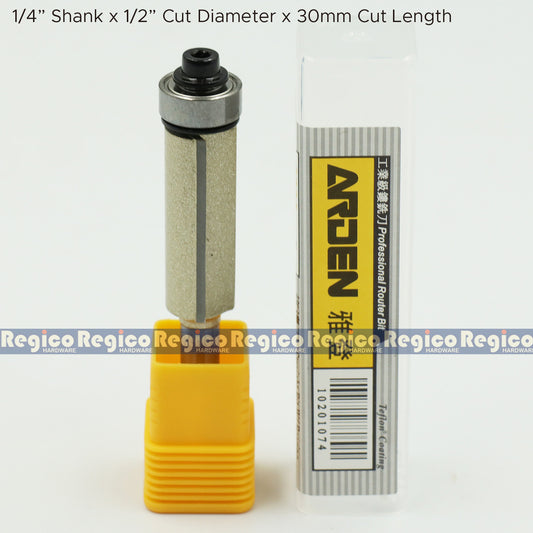 Arden 1/4 Shank Flush Trim Router Bit with Ball Bearing for Woodworking #0201
