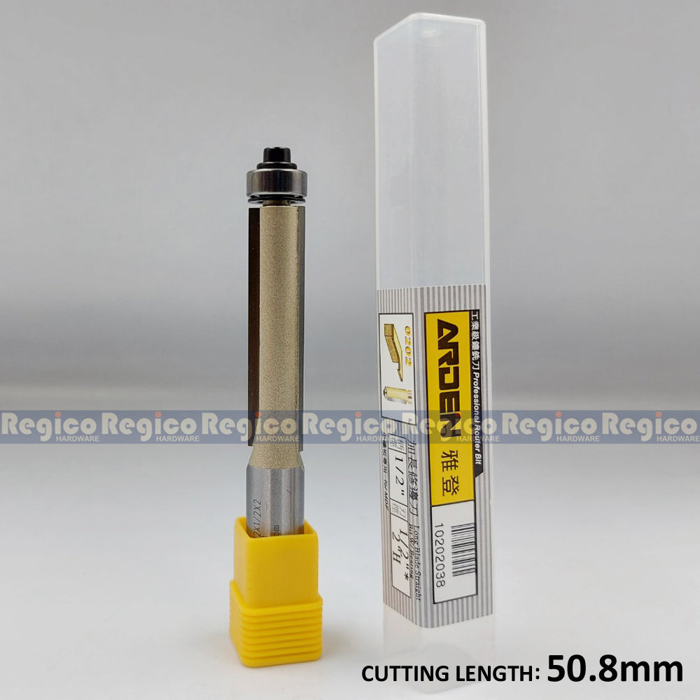 ARDEN 1/2" Shank Flush Trim Router Bit with Ball Bearing Long Series #0202