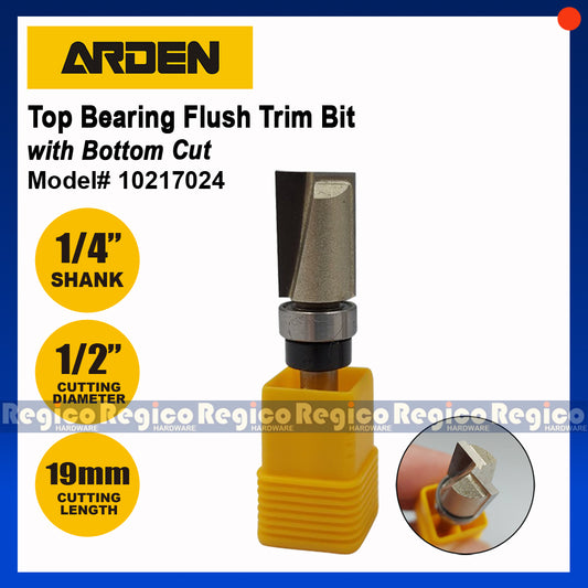 Arden 1/4 Shank Top Bearing with Bottom Cut Flush Trim Trimmer Router Bit For Woodworking #0217