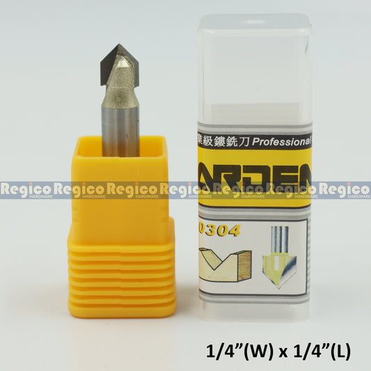 ARDEN 1/4  Shank V-Groove Router Bit 90 degree #0304