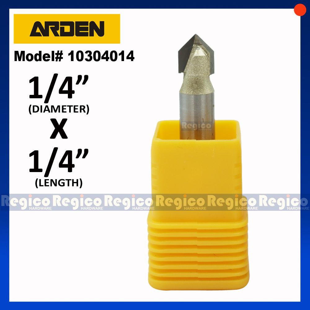 ARDEN 1/4  Shank V-Groove Router Bit 90 degree #0304