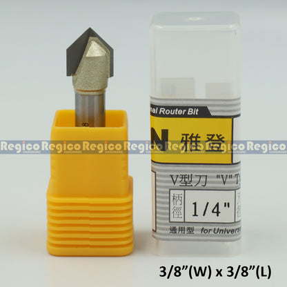 ARDEN 1/4  Shank V-Groove Router Bit 90 degree #0304