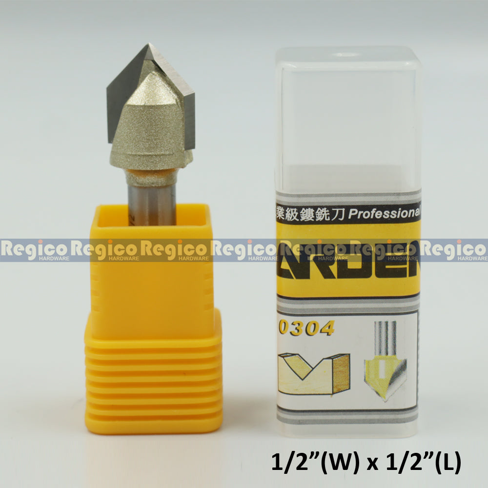 ARDEN 1/4  Shank V-Groove Router Bit 90 degree #0304