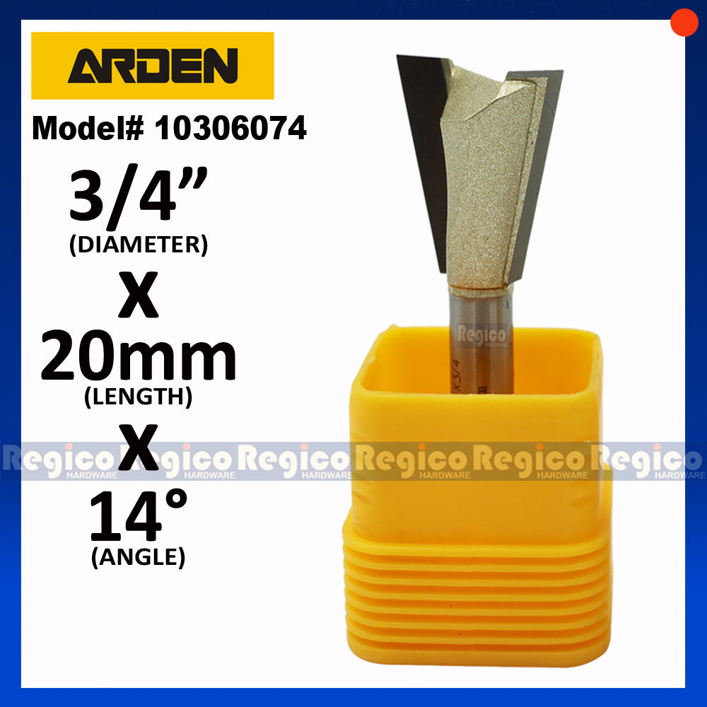 ARDEN 1/4  Shank Dovetail Cutter Router Bit #0306