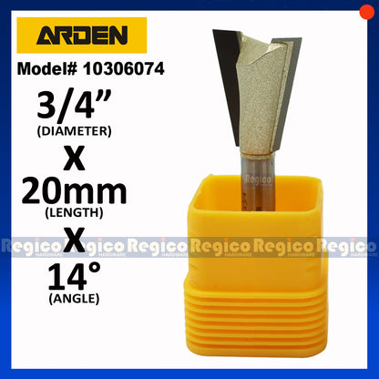 ARDEN 1/4  Shank Dovetail Cutter Router Bit #0306