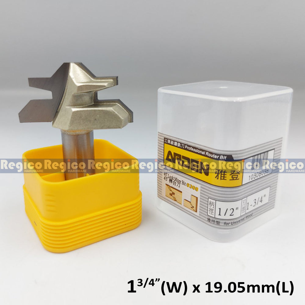 ARDEN 1/2" Shank 45 Degree Cabinet Bit Mitre Lock Jointer Cutter  Router Bit for Woodworking #0308