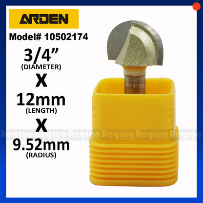 ARDEN 1/4  Shank Round Nose Core Box Cutter Bit Router Bit #0502