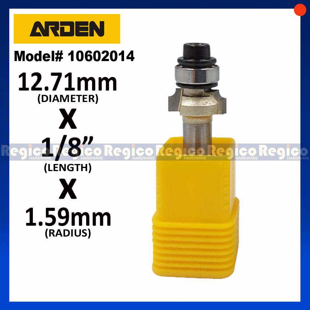 ARDEN 1/4 Shank Round Over Beading Edging Ball Bearing Router Bit for Woodworking #0602