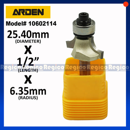 ARDEN 1/4 Shank Round Over Beading Edging Ball Bearing Router Bit for Woodworking #0602
