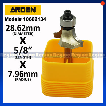 ARDEN 1/4 Shank Round Over Beading Edging Ball Bearing Router Bit for Woodworking #0602