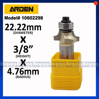 ARDEN #0602 1/2 Shank Round Over Beading Edging Ball Bearing Router Bit for Woodworking
