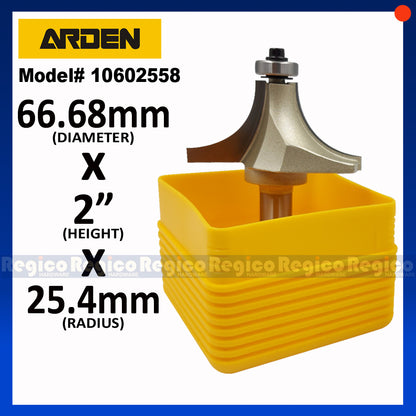 ARDEN #0602 1/2 Shank Round Over Beading Edging Ball Bearing Router Bit for Woodworking