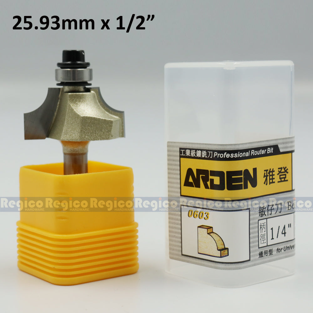 ARDEN 1/4  Shank Beading Bit w/ Ball Bearing Router Bit #0603