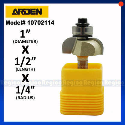 ARDEN 1/4 Shank Cove Edging Bit with Ball Bearing Router Bit for Woodworking #0702