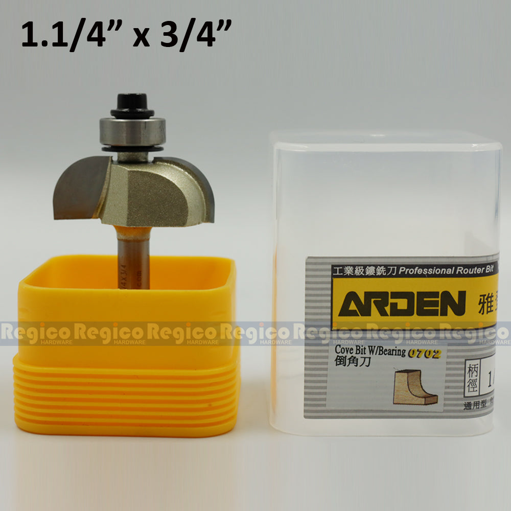 ARDEN 1/4 Shank Cove Edging Bit with Ball Bearing Router Bit for Woodworking #0702