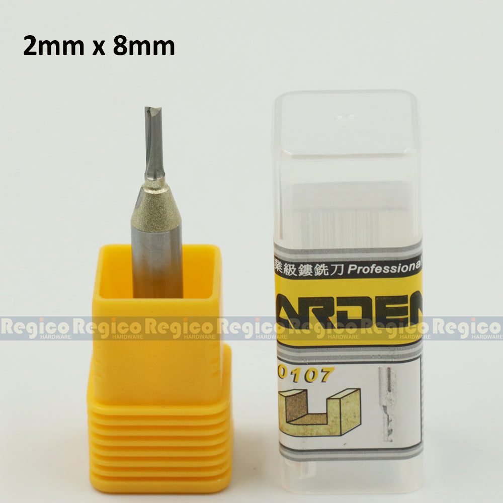 ARDEN 2 Flute 1/4  Shank Metric TCT Straight Router Bit #0107