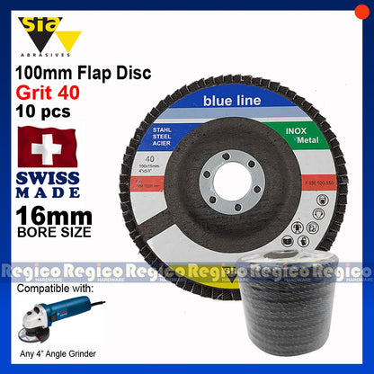 10pcs SIA Sanding Flap Disc for 4 Inches (100mm) Angle Grinder Siaflap