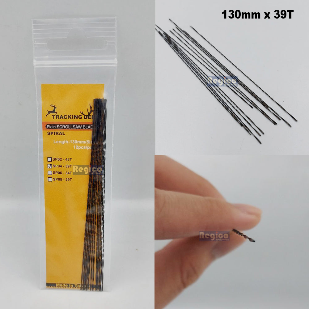 TRACKING DEER Plain End Pinless Spiral Type 5 inch (130mm) Scroll saw Spare Blade 12pcs/pack