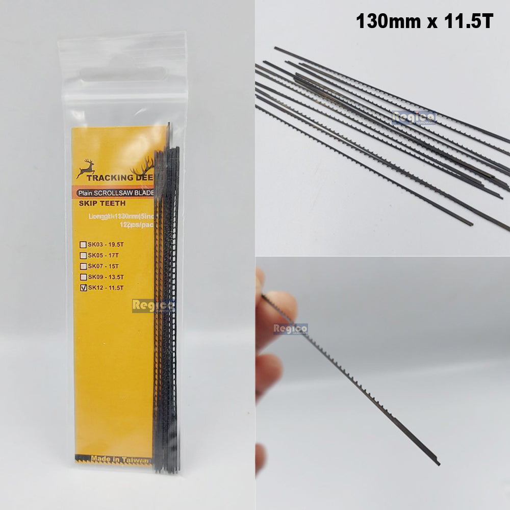 TRACKING DEER Plain End Pinless Skip Teeth Type 5 inch (130mm) Scroll Saw Spare Blade 12pcs/pack