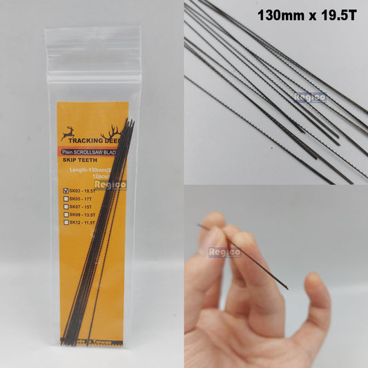 TRACKING DEER Plain End Pinless Skip Teeth Type 5 inch (130mm) Scroll Saw Spare Blade 12pcs/pack