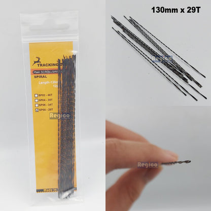 TRACKING DEER Plain End Pinless Spiral Type 5 inch (130mm) Scroll saw Spare Blade 12pcs/pack