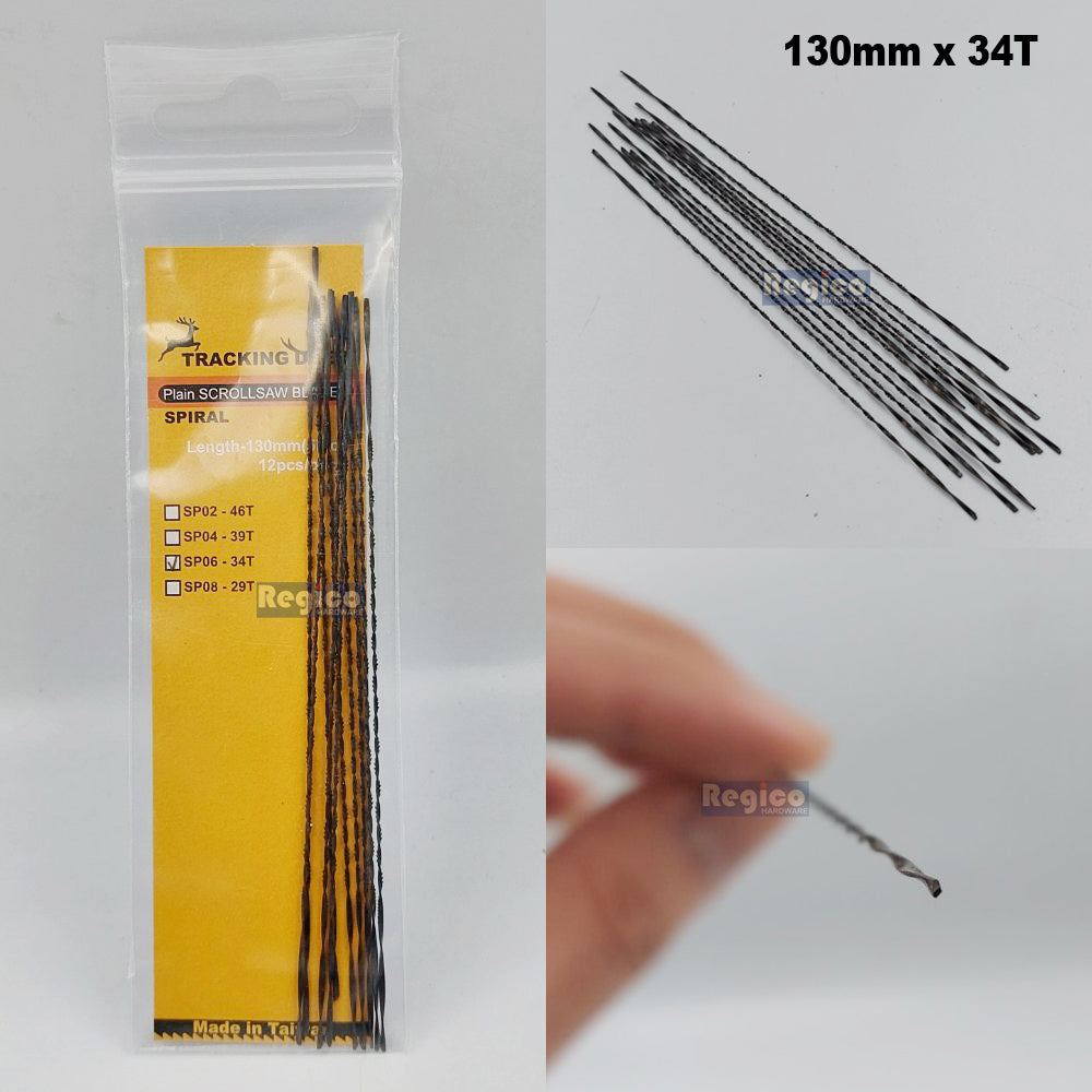 TRACKING DEER Plain End Pinless Spiral Type 5 inch (130mm) Scroll saw Spare Blade 12pcs/pack