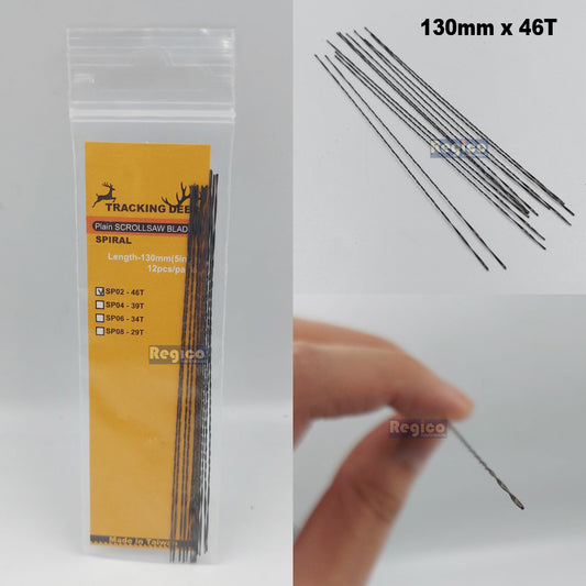 TRACKING DEER Plain End Pinless Spiral Type 5 inch (130mm) Scroll saw Spare Blade 12pcs/pack