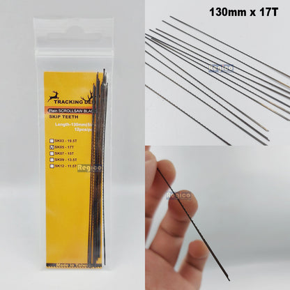 TRACKING DEER Plain End Pinless Skip Teeth Type 5 inch (130mm) Scroll Saw Spare Blade 12pcs/pack