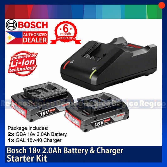 BOSCH 18v Starter kit 2.0 Ah Battery & Charger Kit #019RP Bosch Cordless 18v Acc