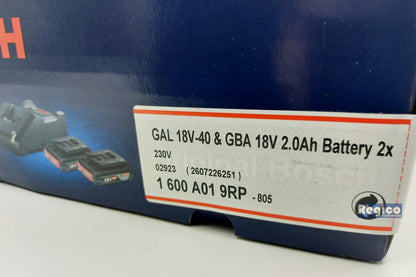 BOSCH 18v Starter kit 2.0 Ah Battery & Charger Kit #019RP Bosch Cordless 18v Acc