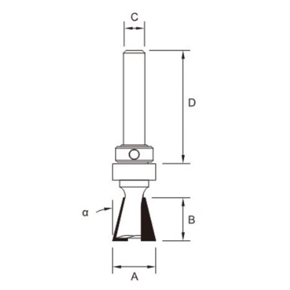 ARDEN 14.9mm x 11mm Dovetail Cutter Router Bit with Top Bearing #0314, 1/4 Shank