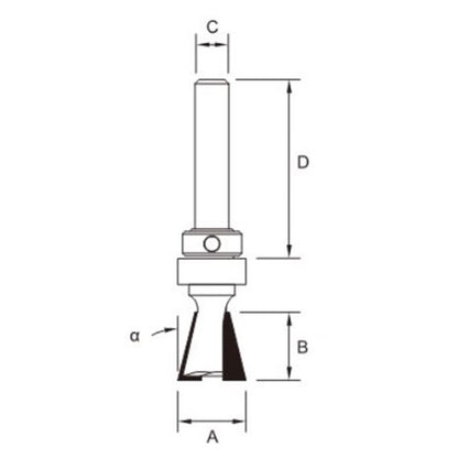 ARDEN 14.9mm x 11mm Dovetail Cutter Router Bit with Top Bearing #0314, 1/4 Shank