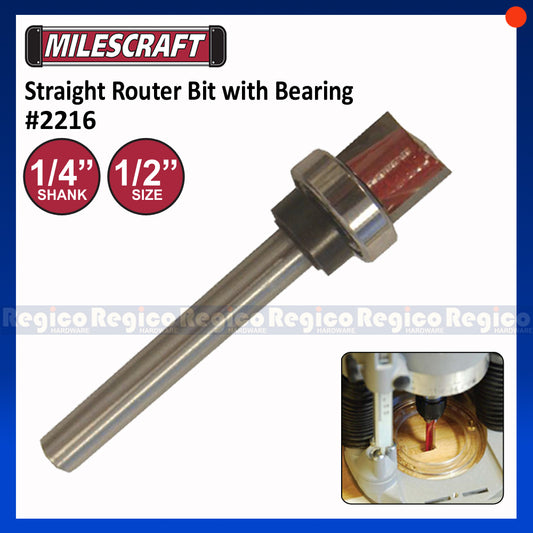 Milescraft Straight Router Bit w/ Bearing 1/4  x 1/2  (#2216)