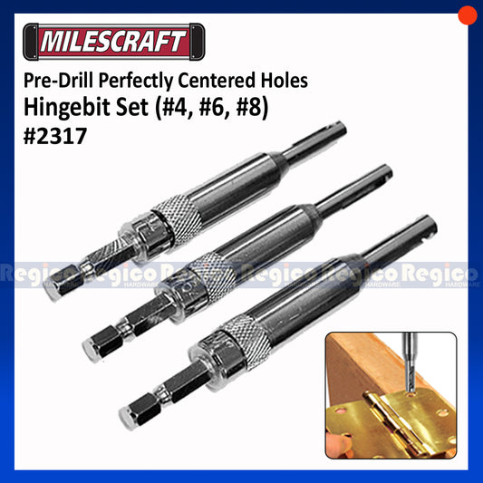 Milescraft Pre-Drill Perfectly Centered Holes HINGEBIT SET #4, #6, #8 (#2317)