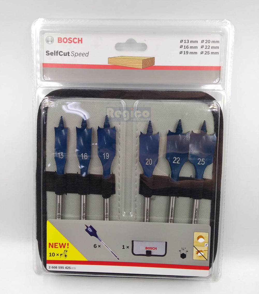 BOSCH SelfCut Speed Spade Bit  Set 6pcs 13mm 16mm19mm 20mm 22mm 25mm Bosch Accessories