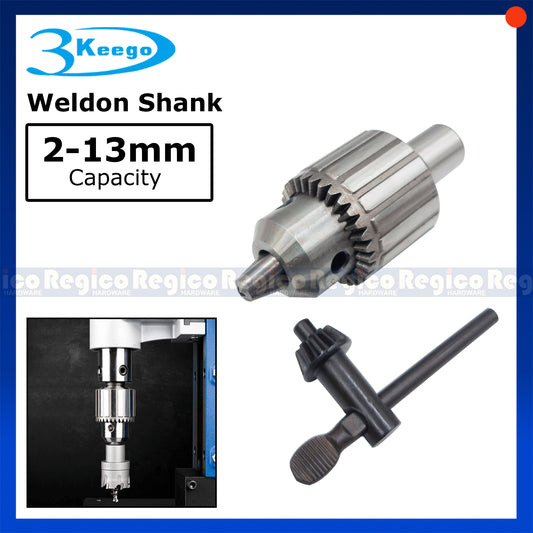 3Keego 1/2 13mm Capacity Drill Chuck Adaptor Weldon Shank for Magnetic Drill
