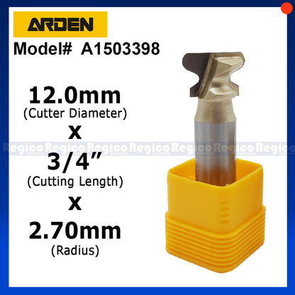 Arden #1503 1/2 Shank Arc Nail Drawer Pull Bit Slotting Milling Cutter Router Bit