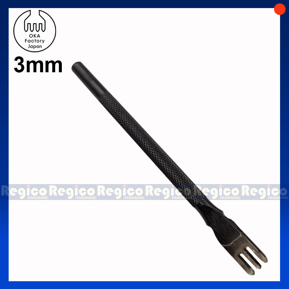 OKA (3mm-5mm) 3 Prong Pointed Chisel Diamond Hole Punch for Leatherworking Leather Craft Tools