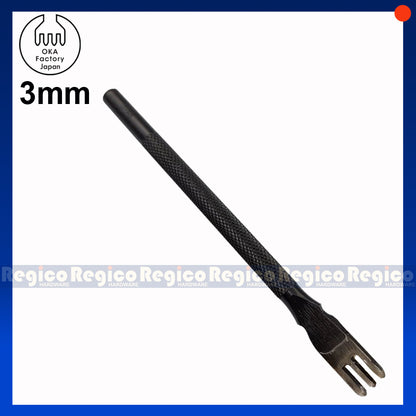 OKA (3mm-5mm) 3 Prong Pointed Chisel Diamond Hole Punch for Leatherworking Leather Craft Tools