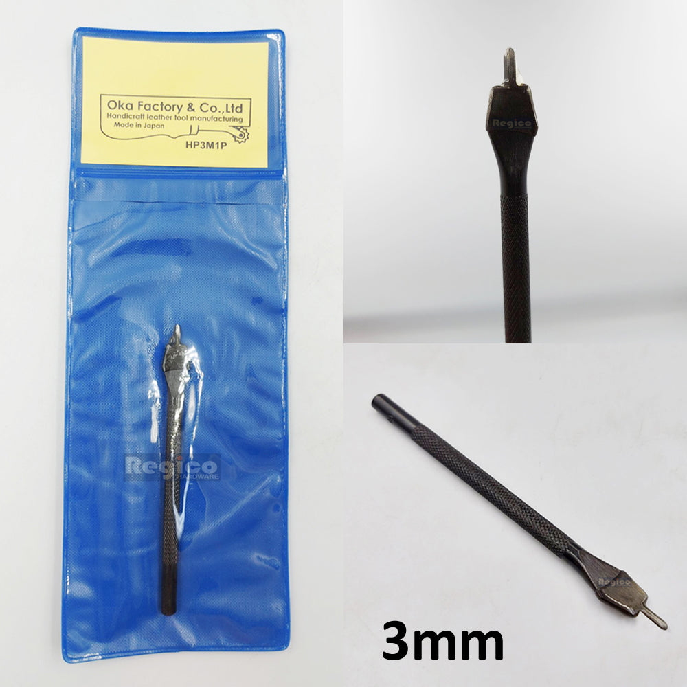 Oka (3mm-5mm) 1 Pronged Pointed Chisel Diamond Hole Punch for Leatherworking Leather Craft Tools