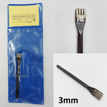 Oka (3mm to 5mm) 4 Prong Pointed Chisel Diamond Hole Punch for Leatherworking Leather Craft
