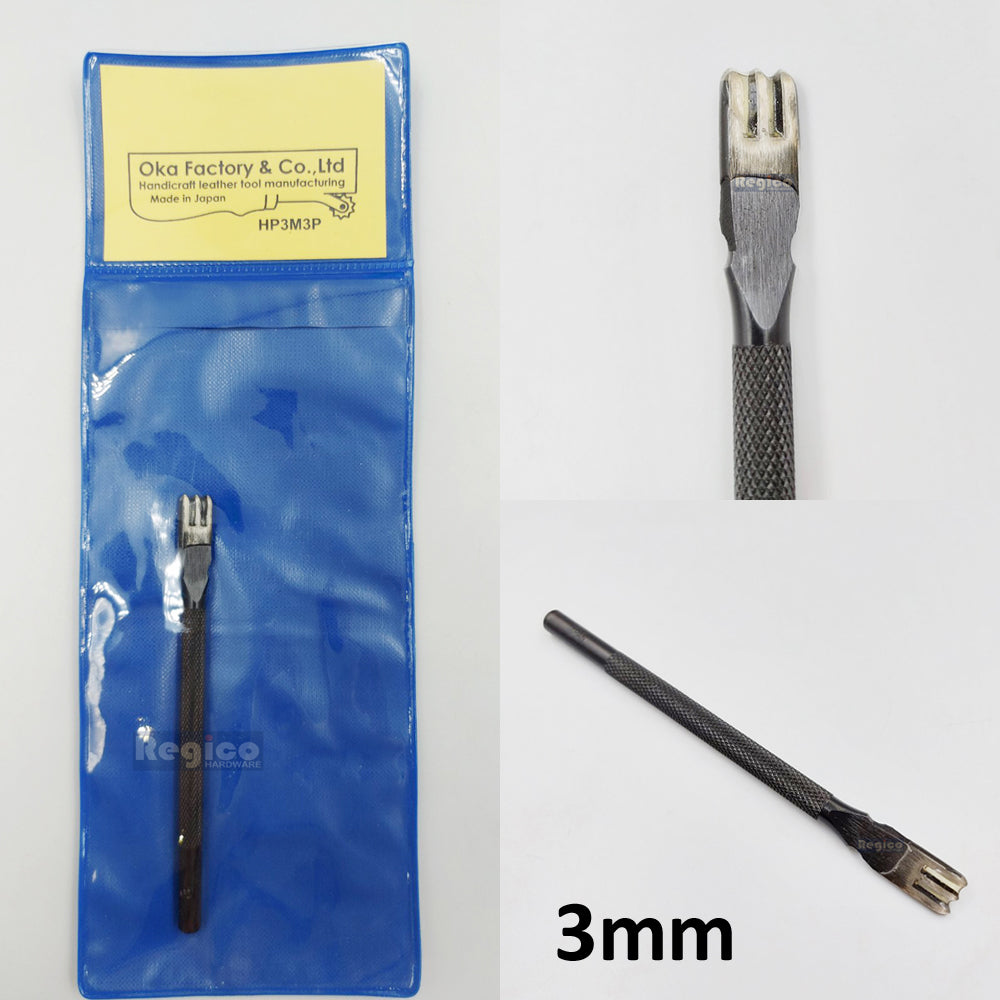 OKA (3mm-5mm) 3 Prong Pointed Chisel Diamond Hole Punch for Leatherworking Leather Craft Tools