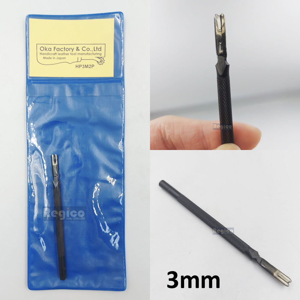 Oka (3mm-5mm) 2 Prong Pointed Chisel Diamond Hole Punch for Leatherworking Leather Craft Tools